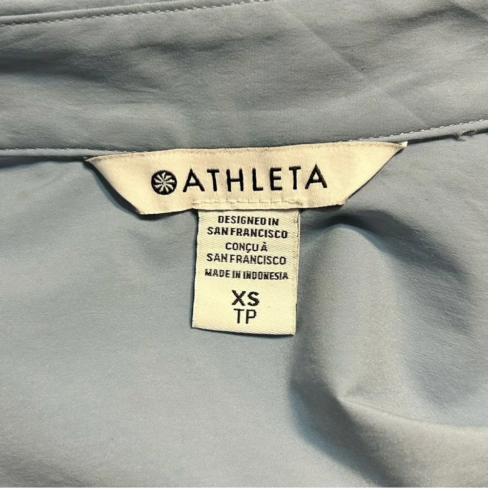 Athleta Midday Oversized Poplin Shirt Blue XS Office Stretch Utility Capsule